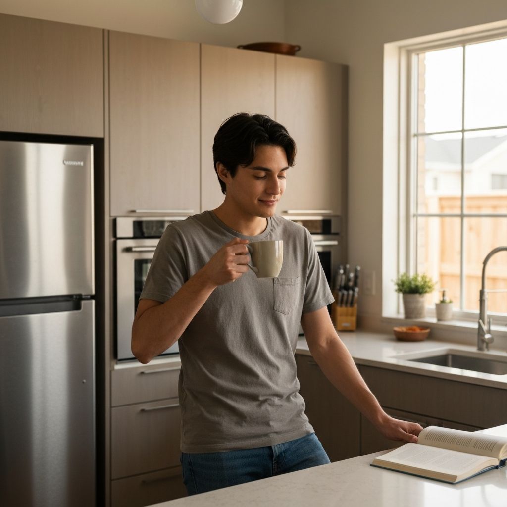 Disfrutando café en casa